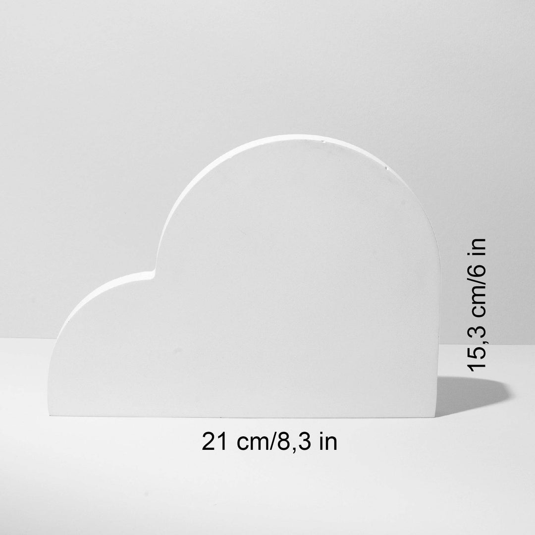 Wide wave-shaped display stand 21 by 15.3 cm in matte white gypsum, designed as a sculptural riser for necklace styling and product photography flatlays