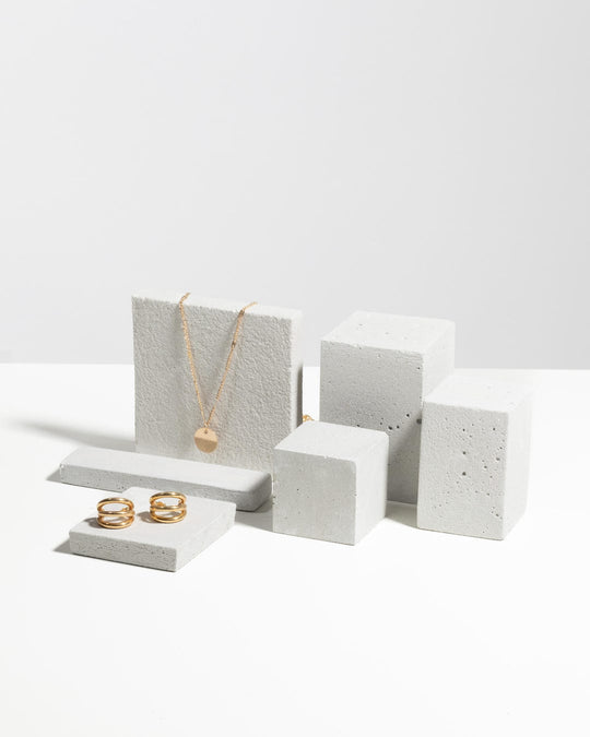 Modulares Beton-Display-Block-Set, 6-teilig, in Hellgrau