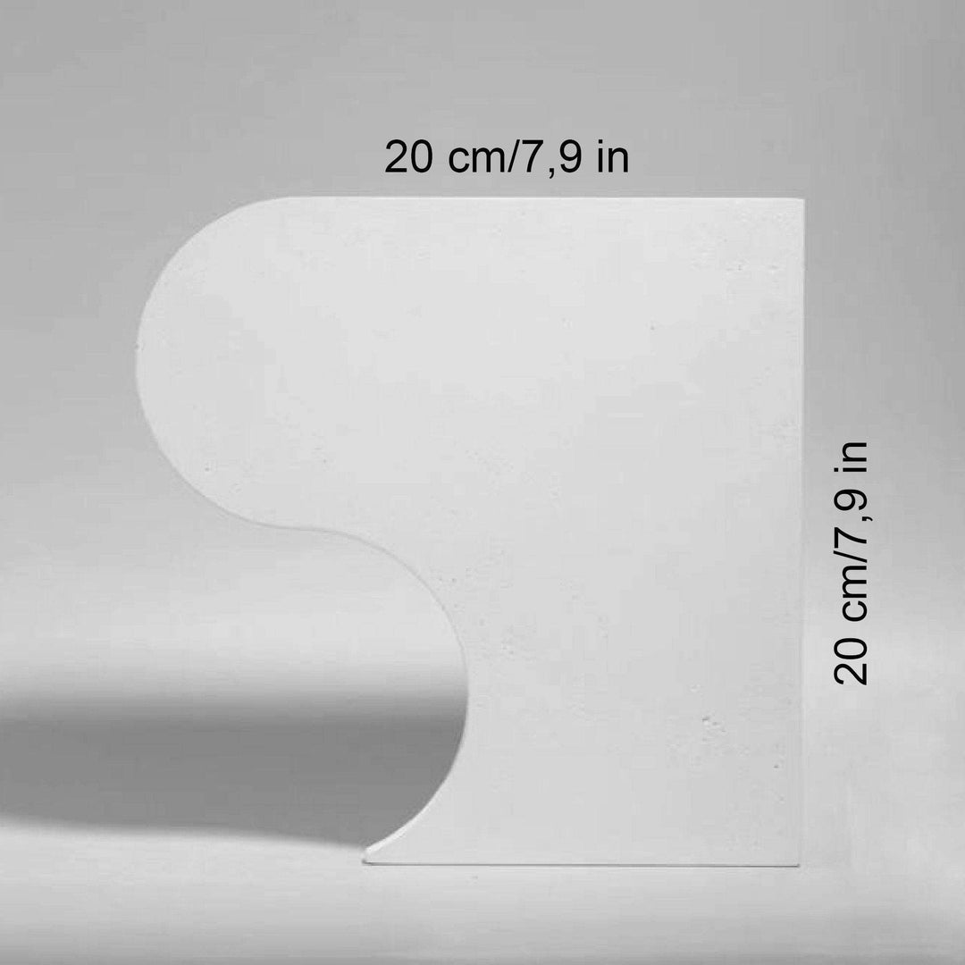 Tall arched gypsum display stand 20 cm by 20 cm from the Dune set, neutral white finish for showcasing perfume bottles, skincare, and statement jewelry