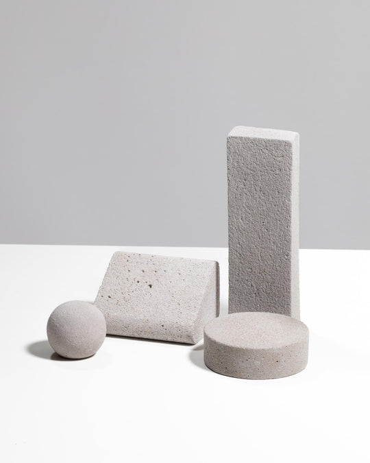 Architectural concrete display set for boutique countertop styling and product presentation